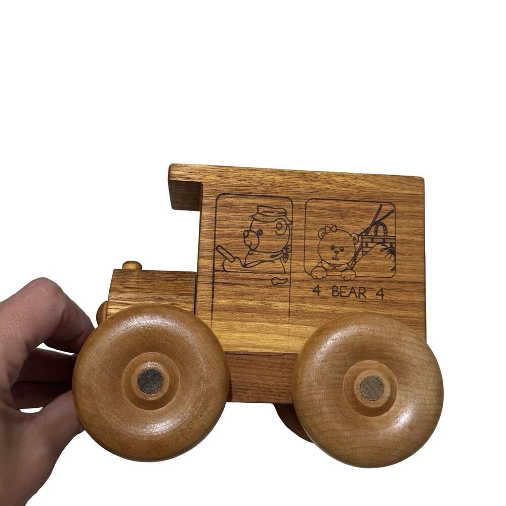 Vintage Wood Car Vehicle 80s 70s Savings Bank Piggy Bank Set Of 3 Toys - Picture 2 of 16